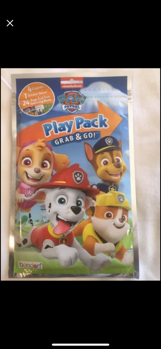 Paw Patrol Grab & Go! Play Pack Coloring Book 4 Crayons & 25 Stickers Age 3+ NIP